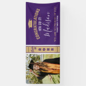 Eenvoudige elegante Paarse 1 foto Afstuderen banne Spandoek (Verticaal)