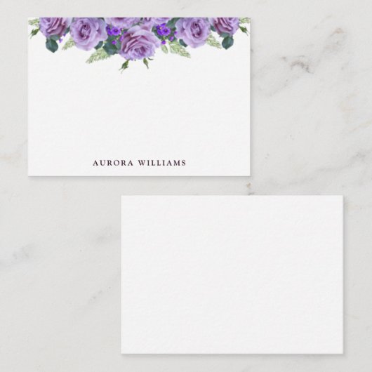 Eenvoudige elegante Paarse bloemen persoonlijke br Notitiekaartje (Voorkant / Achterkant)