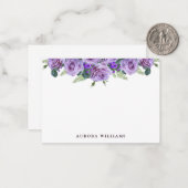 Eenvoudige elegante Paarse bloemen persoonlijke br Notitiekaartje (Voorkant / Achterkant in situ)