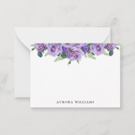 Eenvoudige elegante Paarse bloemen persoonlijke br Notitiekaartje