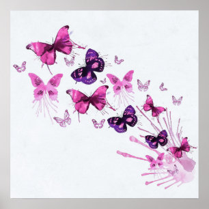 Eenvoudige elegante Paarse Butterflies   POSTER