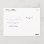 Eenvoudige elegante Paarse foto bruiloft Dank u Briefkaart (Achterkant)