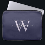 Eenvoudige elegante Paarse monogram naam en Initia Laptop Sleeve<br><div class="desc">Een elegant paars ontwerp met een eenvoudige krommende monogram naam en initiaal.</div>