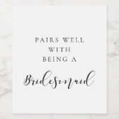 Eenvoudige elegante paren goed met een bruidsmeisj wijn etiket (Enkel label)