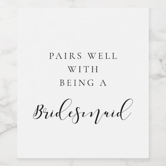 Eenvoudige elegante paren goed met een bruidsmeisj wijn etiket (Enkel label)