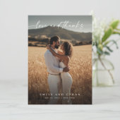 Eenvoudige elegante Pas getrouwd foto Dank u opmer Bedankkaart (Staand voorkant)