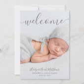 Eenvoudige Elegante Pasgeboren Fotogeboorteaankond Aankondiging (Voorkant)