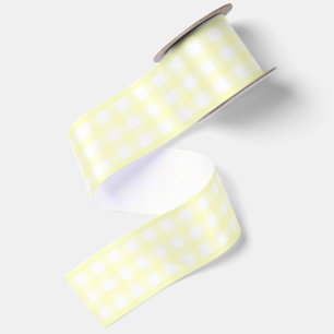 Eenvoudige Elegante Pastel Gele Cottagecore Gingha Satijnen Lint