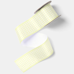 Eenvoudige Elegante Pastel Gele Cottagecore Gingha Satijnen Lint