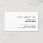 Eenvoudige elegante pastel witte haarstylist visitekaartje (Achterkant)