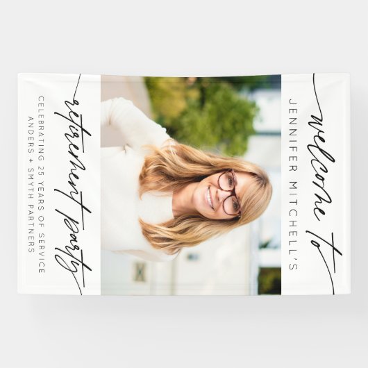 Eenvoudige Elegante Pensioenpartij Foto Welkom Spandoek (Horizontaal)