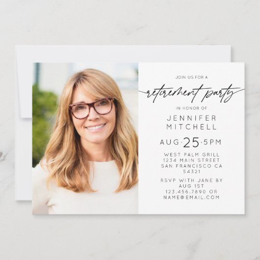 Eenvoudige elegante pensionering partij foto horiz kaart (Voorkant)