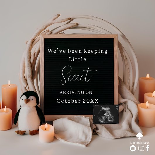 Eenvoudige & Elegante pinguïn zwangerschapsaankond Kaart