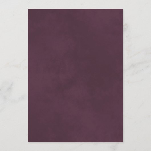 Eenvoudige Elegante Plum op Dusty Lavendel Wedding Menu (Achterkant)