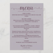 Eenvoudige Elegante Plum op Dusty Lavendel Wedding Menu (Voorkant)