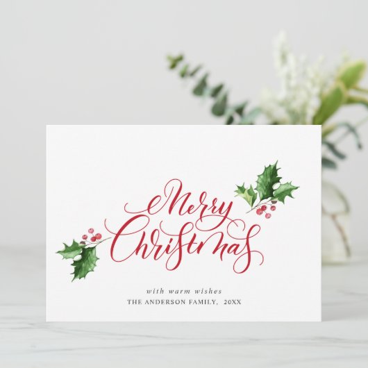 Eenvoudige Elegante Prettig Kerstfeest Groet 3 FOT Feestdagenkaart (Staand voorkant)