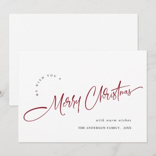 Eenvoudige Elegante Prettig Kerstfeest Groet Feestdagenkaart (Voorkant / Achterkant)