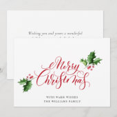 Eenvoudige Elegante Prettig Kerstfeest Groet Feestdagenkaart (Voorkant / Achterkant)