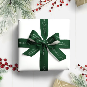Eenvoudige Elegante Prettig Kerstmis Familie Naam Satijnen Lint