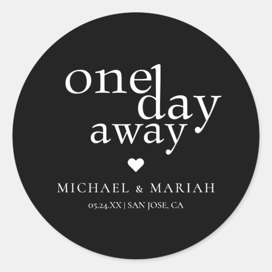Eenvoudige Elegante Proefbruiloft Dinner Een Dag V Ronde Sticker (Voorkant)