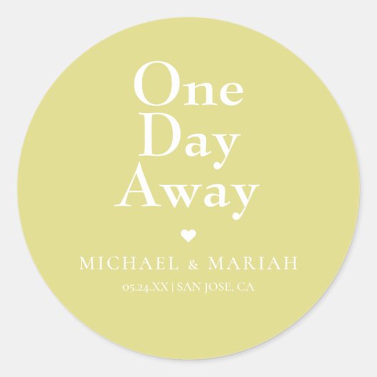 Eenvoudige Elegante Proefhuwelijk Dinner Een Dag V Ronde Sticker (Voorkant)