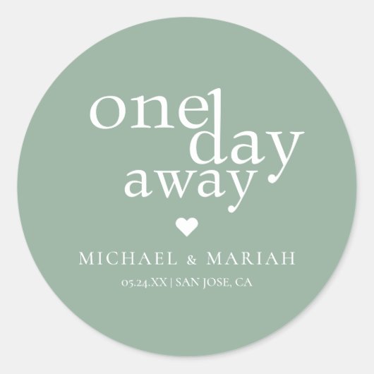 Eenvoudige Elegante Proefhuwelijk Dinner Een Dag V Ronde Sticker (Voorkant)
