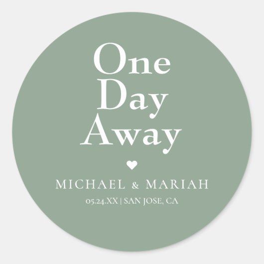 Eenvoudige Elegante Proefhuwelijk Dinner één dag v Ronde Sticker (Voorkant)