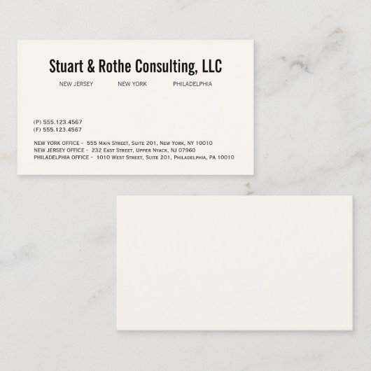 Eenvoudige Elegante Professionele Corporate Kantoo Visitekaartje (Voorkant / Achterkant)