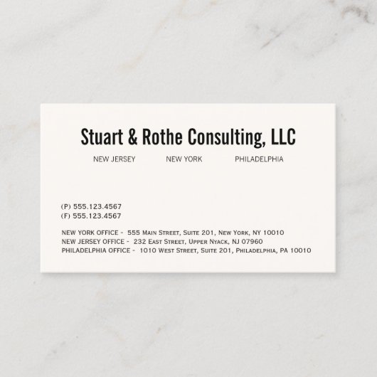 Eenvoudige Elegante Professionele Corporate Kantoo Visitekaartje (Voorkant)