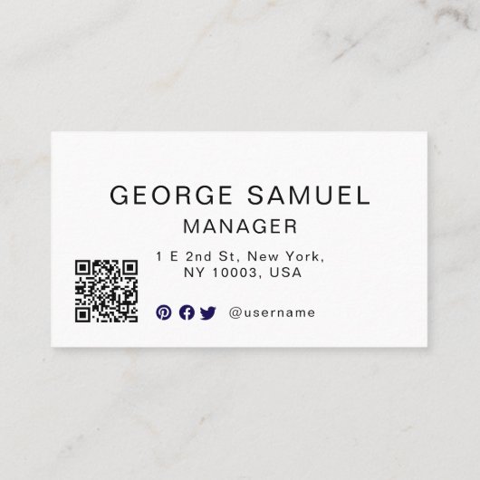 Eenvoudige Elegante QR-code en Logo Afspraakkaart Afsprakenkaartje (Achterkant)