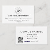Eenvoudige Elegante QR-code en Logo Afspraakkaart Afsprakenkaartje (Voorkant / Achterkant)