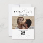 Eenvoudige Elegante QR-code Foto Bruiloft Save The Date (Voorkant)
