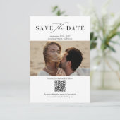 Eenvoudige Elegante QR-code Foto Bruiloft Save The Date (Staand voorkant)