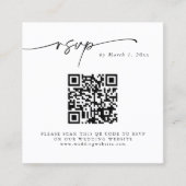 Eenvoudige Elegante QR Code RSVP Behuizing Kaart Vierkante Visitekaartje (Voorkant)