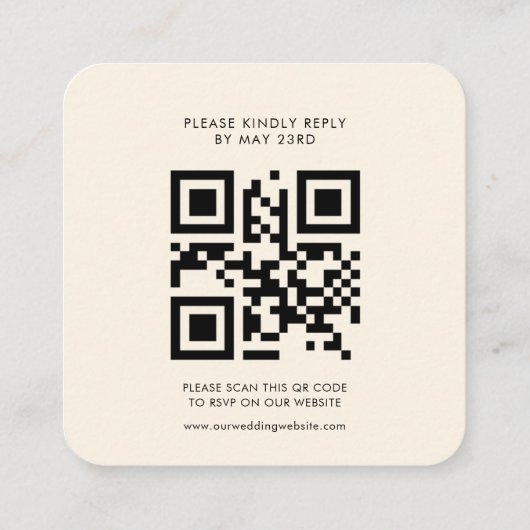 Eenvoudige, elegante QR-code RSVP-respons Informatiekaartje (Achterkant)
