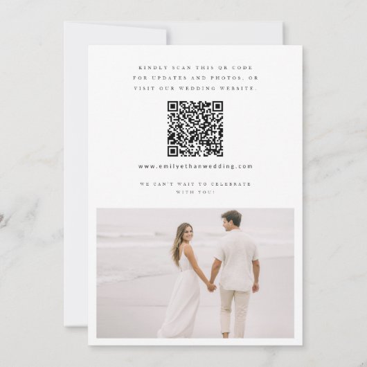 Eenvoudige Elegante QR Code Trouwfoto Save The Date (Achterkant)