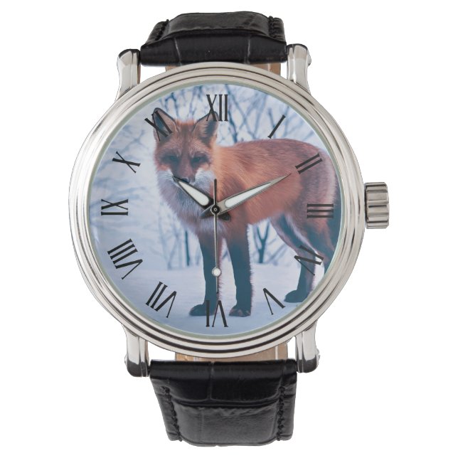 Eenvoudige Elegante Red Fox Artwork | MANNEN Horloge (Voorkant)