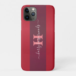 Eenvoudige Elegante Red Maroon Metal monogrammed N Case-Mate iPhone Case