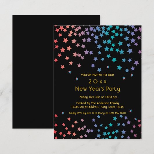 Eenvoudige elegante regenboogsterren Nieuwjaarsfee Kaart (Voorkant / Achterkant)