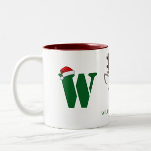 Eenvoudige Elegante Rendier Kerstmis Familienaam Tweekleurige Koffiemok