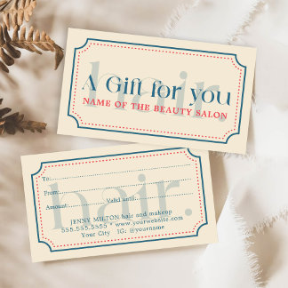 Eenvoudige Elegante Retro Blauwe Gift Schoonheid Visitekaartje
