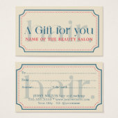 Eenvoudige Elegante Retro Blauwe Gift Schoonheid Visitekaartje (Voorkant /achterkant)