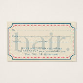 Eenvoudige Elegante Retro Blauwe Gift Schoonheid Visitekaartje (Achterkant)