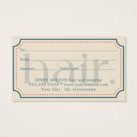 Eenvoudige Elegante Retro Blauwe Gift Schoonheid Visitekaartje (Achterkant)