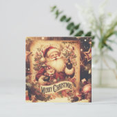 Eenvoudige elegante retro illustratie Sinterklaas Feestdagenkaart (Staand voorkant)