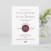 Eenvoudige elegante rode bogundy en witte bruiloft kaart (Staand voorkant)