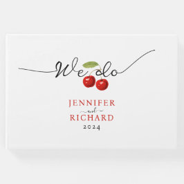 Eenvoudige Elegante Rode en Witte Mooie Kersen Tro Gastenboek