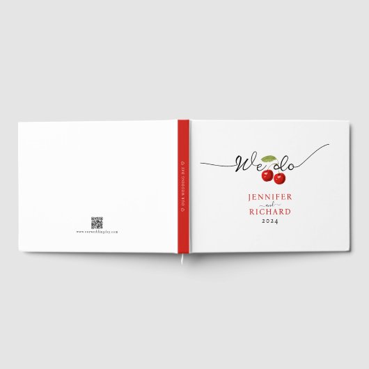Eenvoudige Elegante Rode en Witte Mooie Kersen Tro Gastenboek (Volledig)
