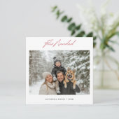 Eenvoudige elegante rode Feliz Navidad kerstfoto Feestdagenkaart (Staand voorkant)