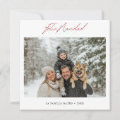 Eenvoudige elegante rode Feliz Navidad kerstfoto Feestdagenkaart (Voorkant)